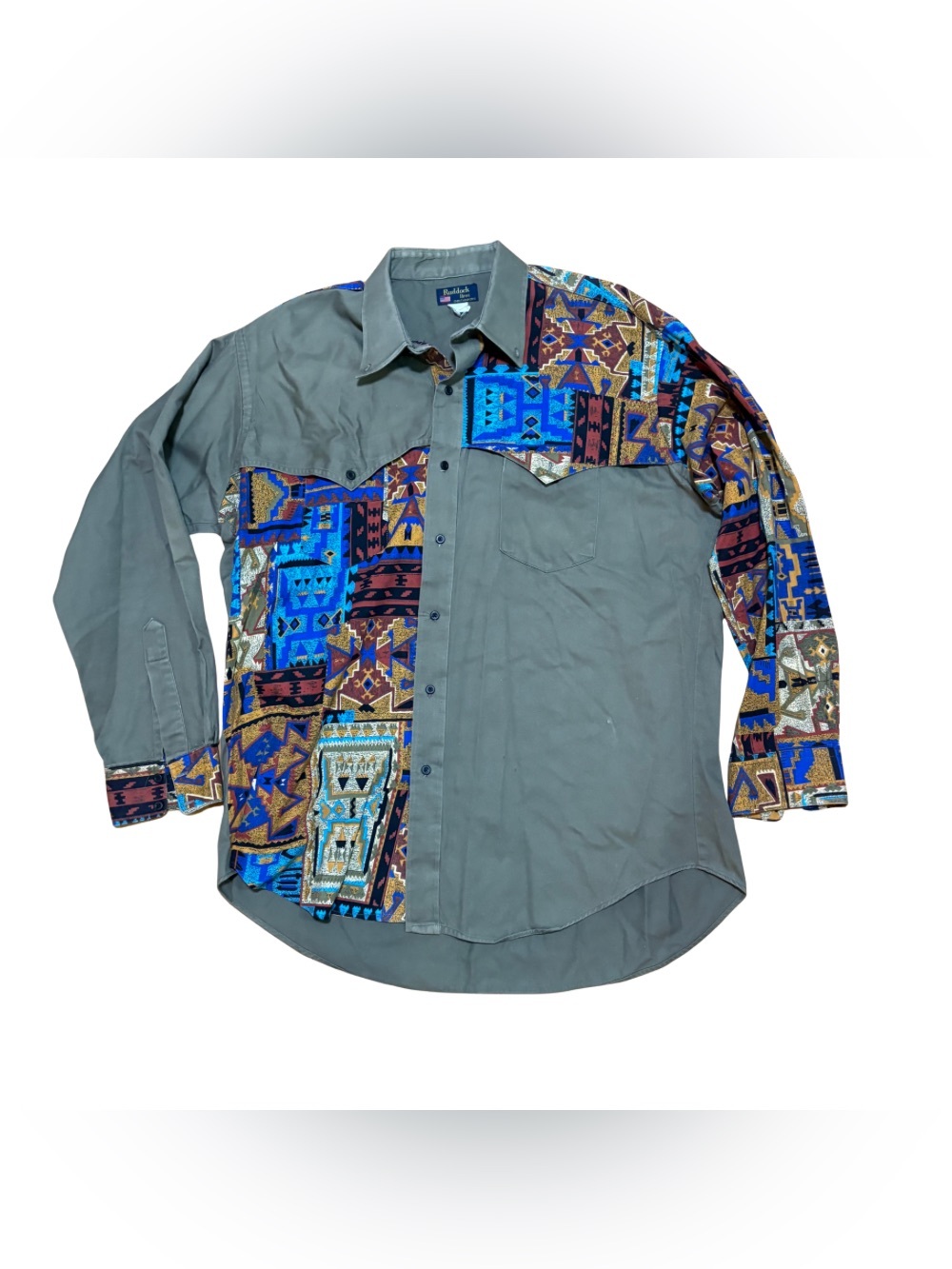 Vintage 90s Ruddock Bros Western Shirt Mens XL USA Southwestern Aztec Colorblock